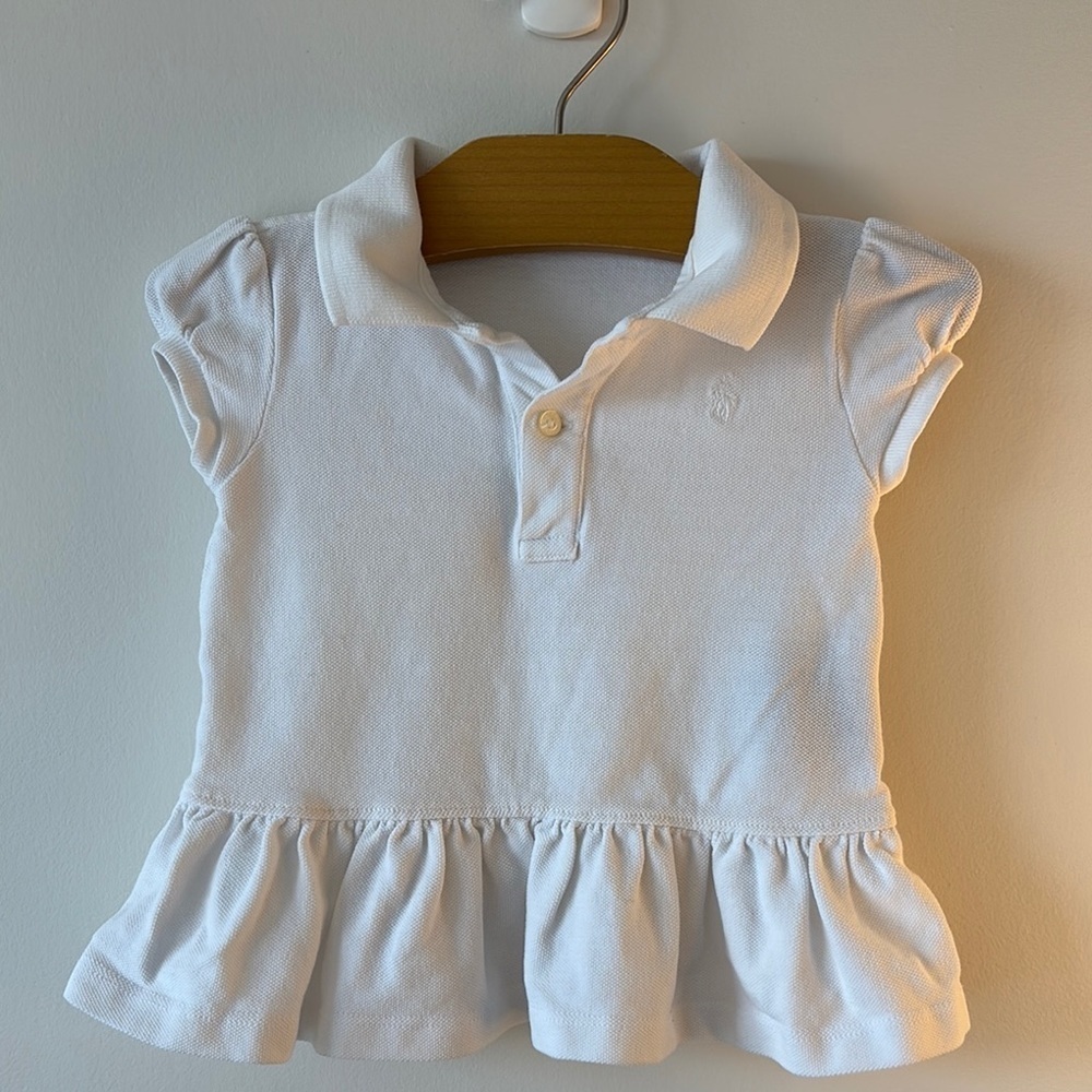 Ralph Lauren White Polo with Peplum Detail